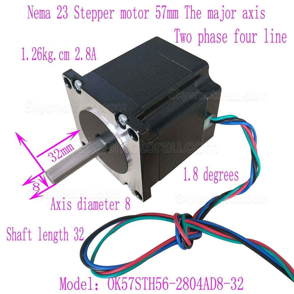 Oukeda NEMA 23 Stepper Motor OK57STH56-2804AD8-32 12.35Ncm 2.8A 1.8 Deg 57&times;57&times;56mm 4Wires